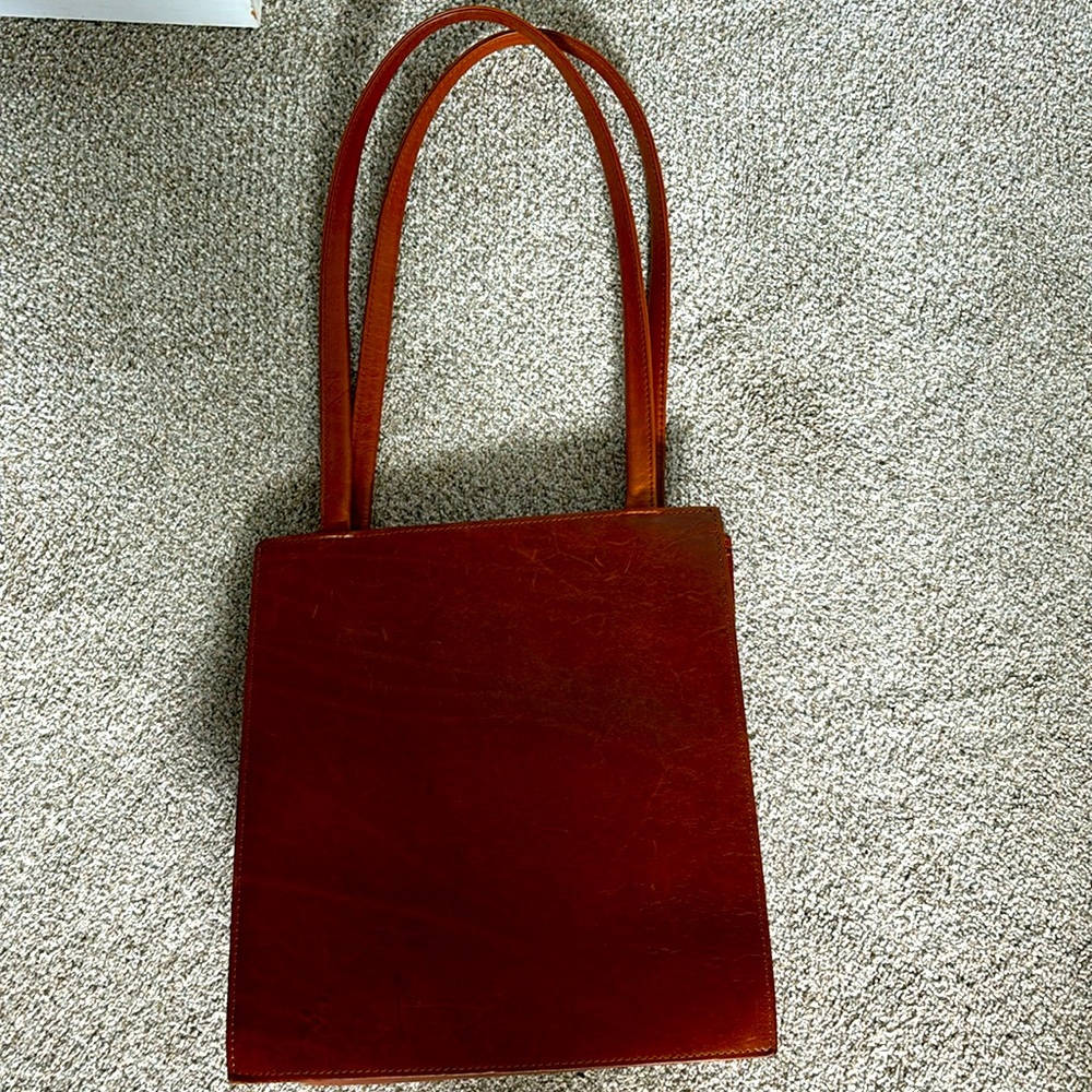 Leather tote/portfolio; never used; tan